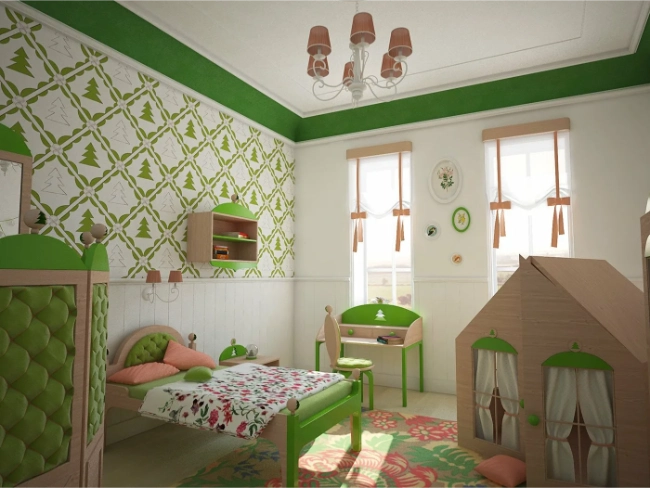 оливковая мебель для детской комнаты