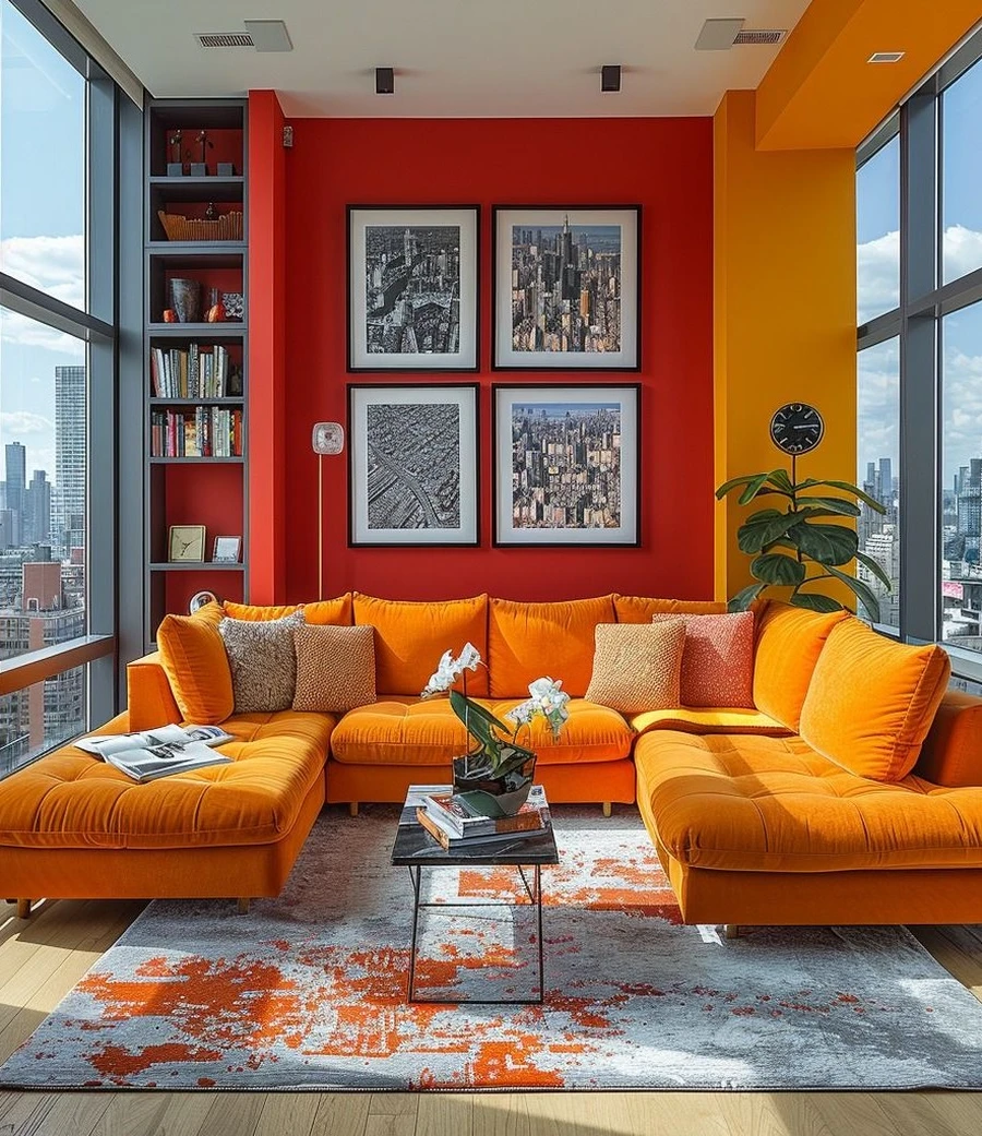 Светлая комната с желтым диваном