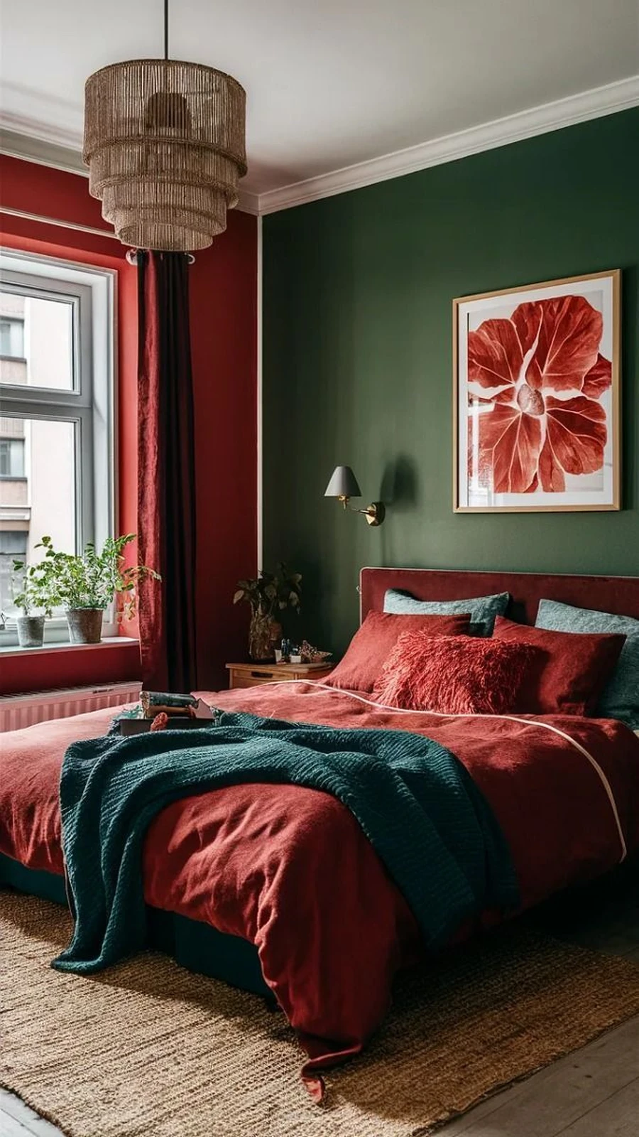 Дизайн спальни с зелеными стенами
