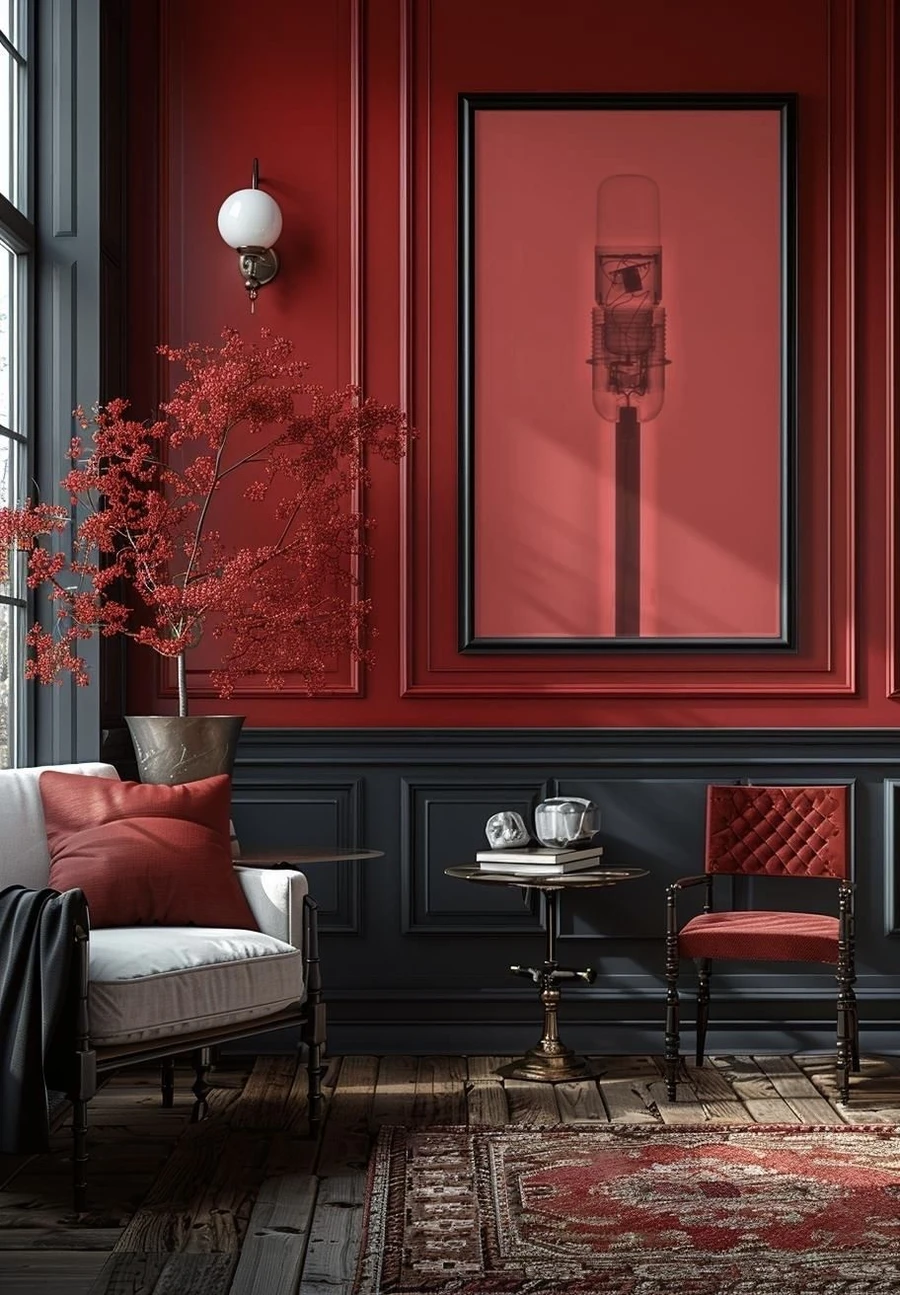 Дизайн гостиной в красно-черных оттенках