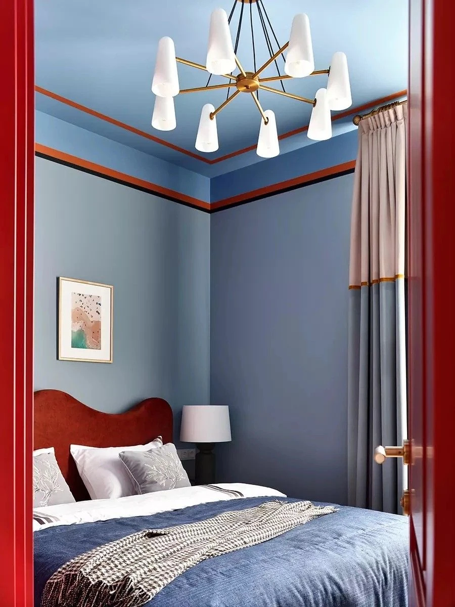 Дизайн спальни с голубыми стенами