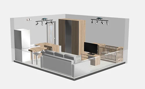 объединенная комната с кухней